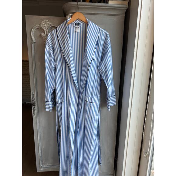 Polo Ralph Lauren Robe Sz S/M Heritage Cotton Poplin Blue White Stripe Pony Logo - Picture 11 of 11